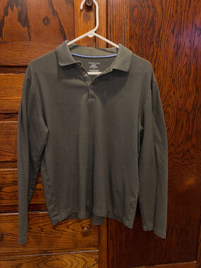 Van Heusen Studio Slim Fit Long Sleeve Polo Shirt Green M